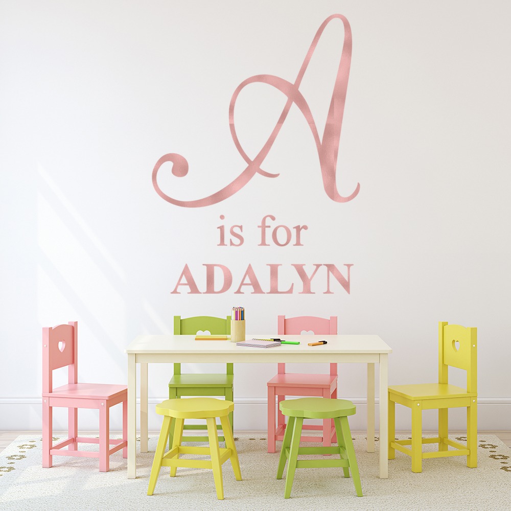 A is for Adalyn Personalised Rose Gold Effect Wall Sticker | Icon Wall ...